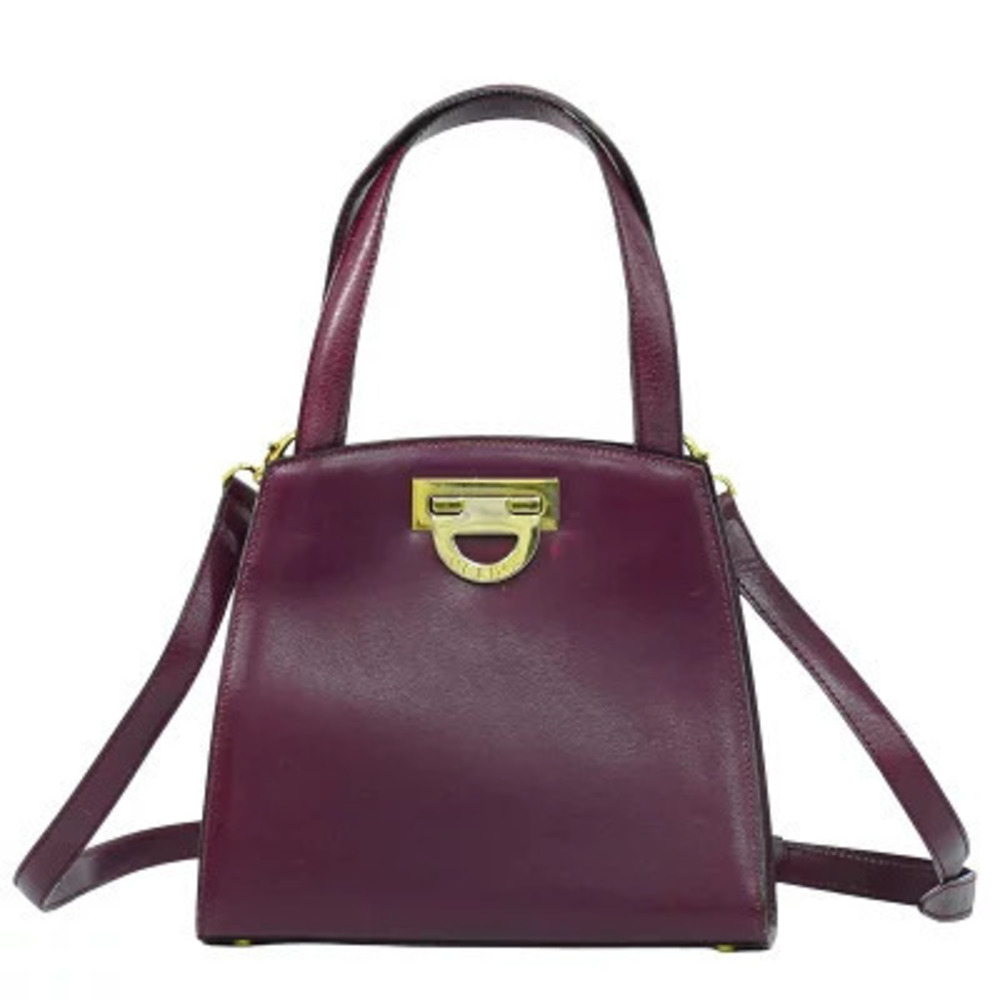 Celine Leather Shoulder Bag Handbag Pochette Purple